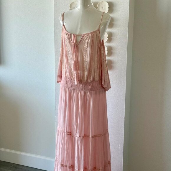 Romantic Blush Chiffon Maxi Dress – Flowy, Off-Shoulder, Worn Once in Hydra, Gre - Picture 1 of 9